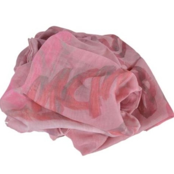 NWT MCM Large Pink Silk Modal Jacquard Scarf